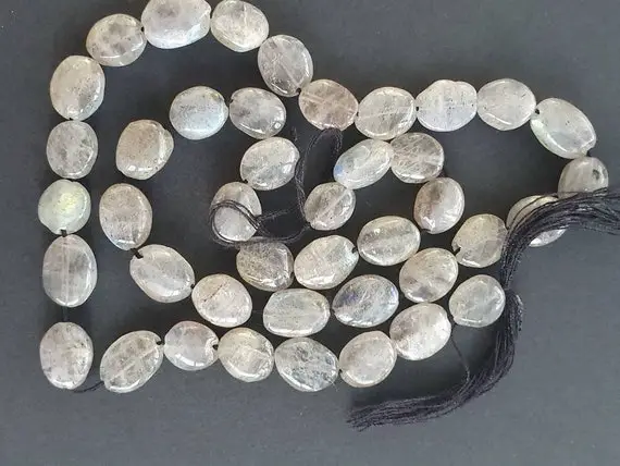 Natural Labradorite 7 X 6 - 12 X 8mm Hand Cut Puff Oval Beads. 13 Inch Strand