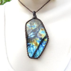 Shop Labradorite Pendants! Refresh and Recharge Labradorite macrame necklace, Labradorite Pendant, Labradorite Macrame, Labradorite Jewelry, Holiday Gift Ideas | Natural genuine Labradorite pendants. Buy crystal jewelry, handmade handcrafted artisan jewelry for women.  Unique handmade gift ideas. #jewelry #beadedpendants #beadedjewelry #gift #shopping #handmadejewelry #fashion #style #product #pendants #affiliate #ad