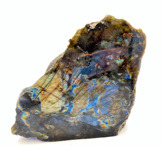 Spectrolite Standing Stone - One Side Polished Labradorite Crystal - Extra Quality Labradorite Slice - Large Spectrolite Crystal - 27