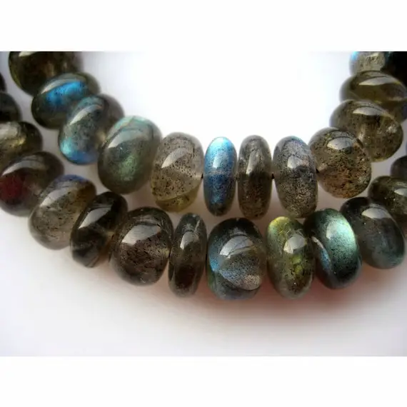 6-10mm Labradorite Gemstone Plain Rondelle Beads, Blue Fire Gem Stone, Labradorite Rondelle Beads For Jewerly (9in To 18in Options)