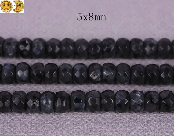 Black Labradorite Faceted(64 Faces) Rondelle Beads,spacer Beads,black Labradorite,4x6mm 5x8mm For Choice,15” Full Strand