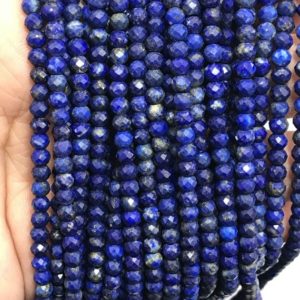 Shop Lapis Lazuli Faceted Beads! 3.5 – 4 mm Lapis Lazuli Faceted Round Gemstone Beads Strand Sale  / Lapis Lazuli Beads / 4 mm Lapis Lazuli / Faceted Round / Faceted Lapis | Natural genuine faceted Lapis Lazuli beads for beading and jewelry making.  #jewelry #beads #beadedjewelry #diyjewelry #jewelrymaking #beadstore #beading #affiliate #ad