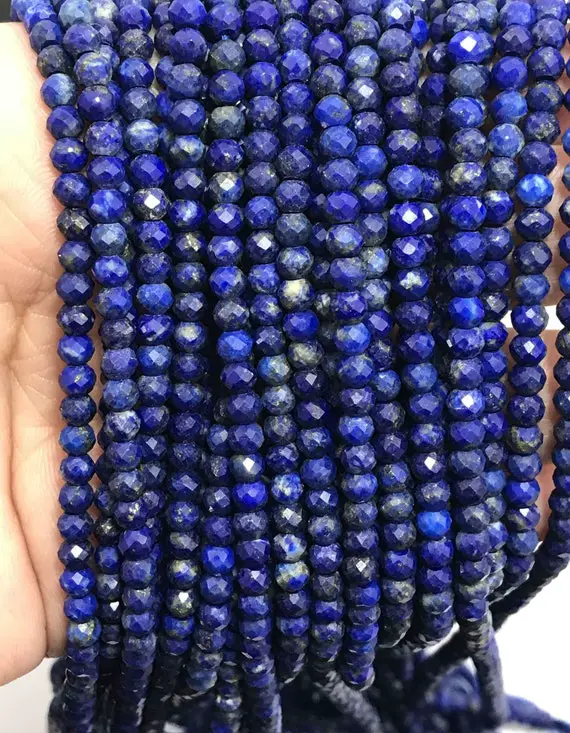 3.5 - 4 Mm Lapis Lazuli Faceted Round Gemstone Beads Strand Sale  / Lapis Lazuli Beads / 4 Mm Lapis Lazuli / Faceted Round / Faceted Lapis