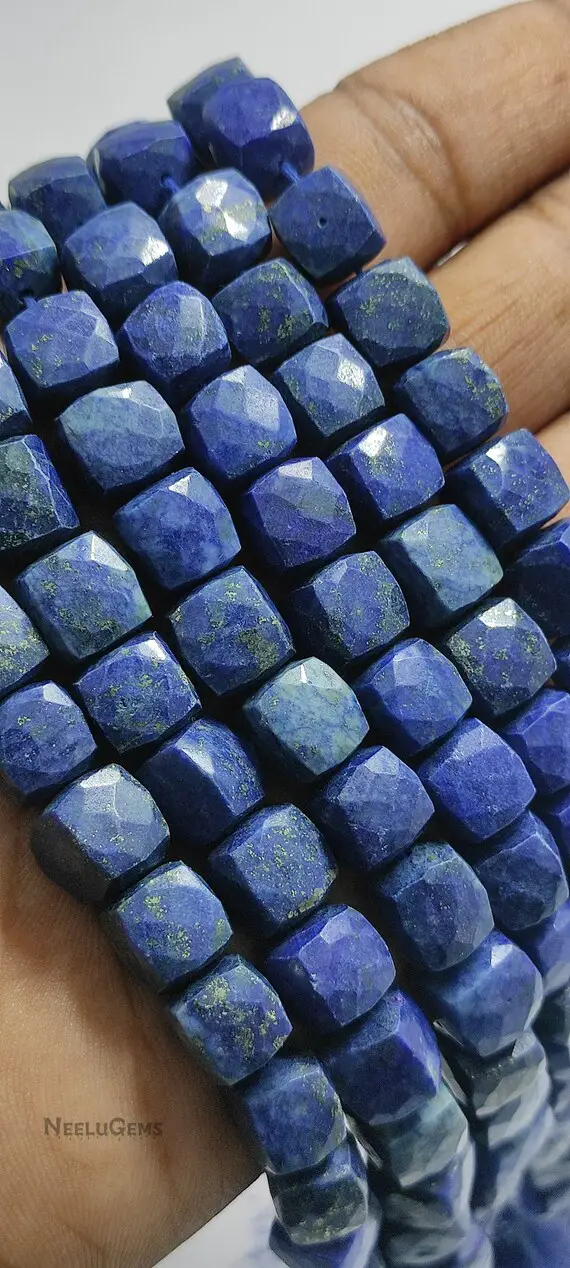 Natural Blue Lapis Lazuli Faceted Cube Box Gemstone Beads,lapis Lazuli Faceted Beads,lapis Lazuli Beads For Handmade Jewelry Making Designs