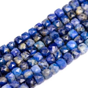 Shop Lapis Lazuli Faceted Beads! Genuine Natural Deep Blue Lapis Lazuli Loose Beads Grade A Faceted Cube Shape 2x2mm | Natural genuine faceted Lapis Lazuli beads for beading and jewelry making.  #jewelry #beads #beadedjewelry #diyjewelry #jewelrymaking #beadstore #beading #affiliate #ad