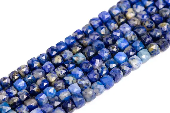 Genuine Natural Deep Blue Lapis Lazuli Loose Beads Grade A Faceted Cube Shape 2x2mm