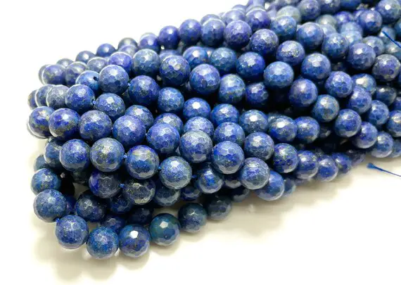 Natural Lapis Gemstone Beads, Lapis Lazuli Faceted Round Natural Loose Gemstone Beads - (6mm 8mm 10mm) - Rnf107