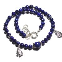 Necklace 925 Sterling Silver And Lapis Lazuli 8mm Feathers Asymmetrical Stone | Natural genuine Gemstone jewelry. Buy crystal jewelry, handmade handcrafted artisan jewelry for women.  Unique handmade gift ideas. #jewelry #beadedjewelry #beadedjewelry #gift #shopping #handmadejewelry #fashion #style #product #jewelry #affiliate #ad