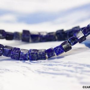 Shop Lapis Lazuli Bead Shapes! S/ Natural Lapis 4x4mm Cube beads 16" strand Natural dark blue gemstone beads Size and shade varies For jewelry making | Natural genuine other-shape Lapis Lazuli beads for beading and jewelry making.  #jewelry #beads #beadedjewelry #diyjewelry #jewelrymaking #beadstore #beading #affiliate #ad