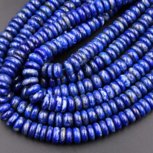 Shop Rondelle Gemstone Beads! Natural Lapis Beads 8mm Rondelle Stunning Genuine Blue Lapis Gemstone 15.5" Strand | Natural genuine rondelle Gemstone beads for beading and jewelry making.  #jewelry #beads #beadedjewelry #diyjewelry #jewelrymaking #beadstore #beading #affiliate #ad