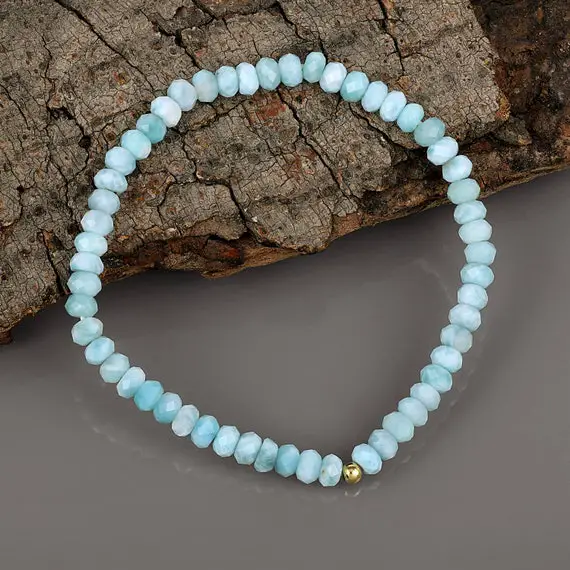 Natural Larimar Bracelet, Stone Beads Jewelry Larimar Stone Jewelry Bracelet Larimar Gems Beads Handmade Bracelet Beads Jewelry Gift For Her