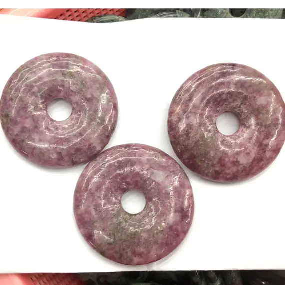 Lepidolite Pendant, Natural Gemstone Beads Pendant, Donut Pendant, Stone Pendant  30mm 40mm 50mm 1 Pc