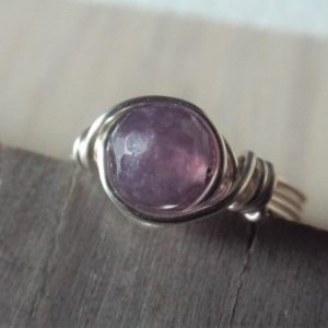 Lepidolite Ring, Purple Stone Ring, Wire Wrapped Stone Ring, Handmade Jewelry Gift for Her, Dainty Ring, Minimalist Jewelry | Natural genuine Gemstone jewelry. Buy crystal jewelry, handmade handcrafted artisan jewelry for women.  Unique handmade gift ideas. #jewelry #beadedjewelry #beadedjewelry #gift #shopping #handmadejewelry #fashion #style #product #jewelry #affiliate #ad