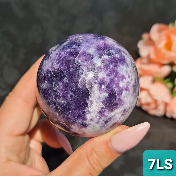 Lepidolite Sphere, Choose Your Large Purple Mica Crystal Ball, Comes With Stand, Perfect For Decor, Metaphysical Gifts, Or Crystal Grids