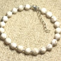 Bracelet 925 Sterling Silver And Stone – Magnesite 6mm | Natural genuine Gemstone jewelry. Buy crystal jewelry, handmade handcrafted artisan jewelry for women.  Unique handmade gift ideas. #jewelry #beadedjewelry #beadedjewelry #gift #shopping #handmadejewelry #fashion #style #product #jewelry #affiliate #ad