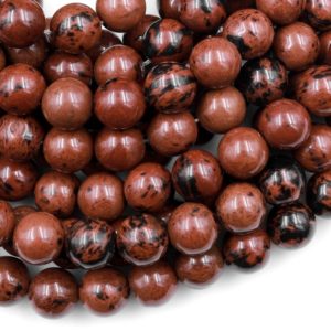 Natural Mahogany Obsidian Beads 4mm 6mm 8mm 10mm Gemstone Round Beads 15.5" Strand | Natural genuine round Mahogany Obsidian beads for beading and jewelry making.  #jewelry #beads #beadedjewelry #diyjewelry #jewelrymaking #beadstore #beading #affiliate #ad