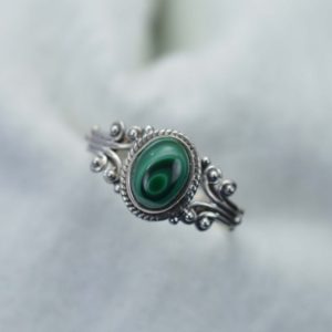 Green Malachite 925 Sterling Silver Ring | Natural genuine Malachite rings, simple unique handcrafted gemstone rings. #rings #jewelry #shopping #gift #handmade #fashion #style #affiliate #ad