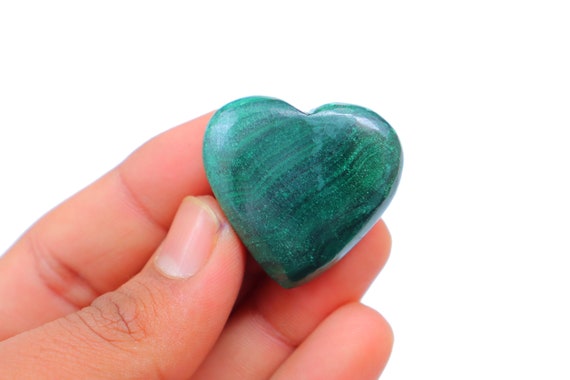 Malachite Heart Stone, Natural Malachite Crystal, Malachite Palmstone / Green Palm Stone / Malachite Thumb Stone / Malachite Polished Stone