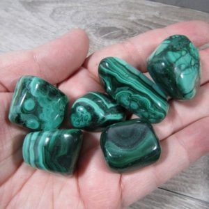 Shop Tumbled Crystals & Pocket Stones! Tumbled Malachite 1" T130 | Natural genuine stones & crystals in various shapes & sizes. Buy raw cut, tumbled, or polished gemstones for making jewelry or crystal healing energy vibration raising reiki stones. #crystals #gemstones #crystalhealing #crystalsandgemstones #energyhealing #affiliate #ad