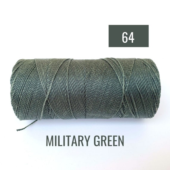 Military Green Macrame String For Friendship Bracelets - Waxed Polyester Thread - 1mm Waxed Cord Linhasita #64 - Spool Of 190 Yards