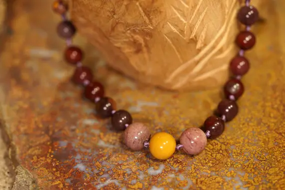 Mookaite Choker • Mookaite Necklace • Knotted Choker Necklace • Gift For Her • Handmade Jewelry • Gift For Him • Jasper Necklet • 3818