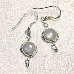 Shop Moonstone Earrings! BO213 – earrings 925 sterling silver and Moonstone spirals 30mm round | Natural genuine Moonstone earrings. Buy crystal jewelry, handmade handcrafted artisan jewelry for women.  Unique handmade gift ideas. #jewelry #beadedearrings #beadedjewelry #gift #shopping #handmadejewelry #fashion #style #product #earrings #affiliate #ad