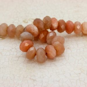 Shop Moonstone Faceted Beads! Natural Peach Moonstone, Peach Moonstone Faceted Rondelle Loose Natural Gemstone Beads – RDF51 | Natural genuine faceted Moonstone beads for beading and jewelry making.  #jewelry #beads #beadedjewelry #diyjewelry #jewelrymaking #beadstore #beading #affiliate #ad