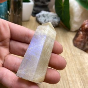 Shop Moonstone Points & Wands! Blue Moonstone tower point obelisk MMST2 Flat 15 | Natural genuine stones & crystals in various shapes & sizes. Buy raw cut, tumbled, or polished gemstones for making jewelry or crystal healing energy vibration raising reiki stones. #crystals #gemstones #crystalhealing #crystalsandgemstones #energyhealing #affiliate #ad