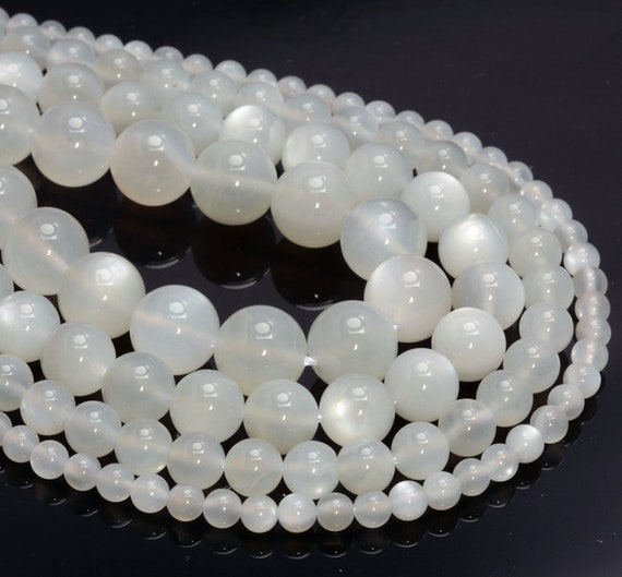 White Moonstone Gemstone Grade Aa Round 4mm 6mm 8mm Loose Beads Full Strand Bulk Lot 1,2,6,12 And 50  (a253)