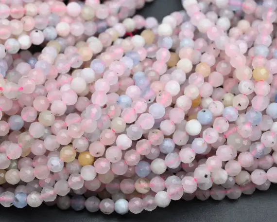 Natural Morganite Faceted Round Beads,2mm/3mm/4mm Loose Faceted Beads,for Jewelry Diy Making Beads,bracelet Making Beads.wholesale Beads.