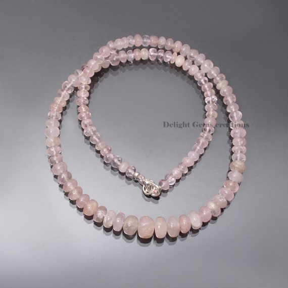 Pink Morganite Smooth Rondelle Beaded Necklace, 5mm-9mm Morganite Gemstone Beads Necklace, Morganite Jewelry, Aaa Women Necklace 16"-26"