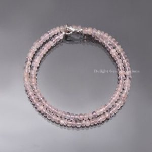 Shop Morganite Necklaces! Morganite Smooth Rondelle Beads Necklace 5mm-5.25mm Pink Morganite Gemstone Beaded Necklace, AAA++ Morganite Pink Beryl Necklace Jewelry | Natural genuine Morganite necklaces. Buy crystal jewelry, handmade handcrafted artisan jewelry for women.  Unique handmade gift ideas. #jewelry #beadednecklaces #beadedjewelry #gift #shopping #handmadejewelry #fashion #style #product #necklaces #affiliate #ad