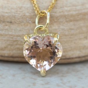 Shop Morganite Pendants! 10mm Heart Morganite Pendant Necklace with Diamond Side Halo LS5734 | Natural genuine Morganite pendants. Buy crystal jewelry, handmade handcrafted artisan jewelry for women.  Unique handmade gift ideas. #jewelry #beadedpendants #beadedjewelry #gift #shopping #handmadejewelry #fashion #style #product #pendants #affiliate #ad