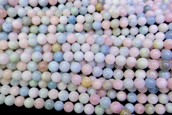 Rainbow Morganite Stone Beads  - Natural Blue Pink Gemstone Beads - Natural Round Gemstone Beads - Jewelry Making Beads -15inch