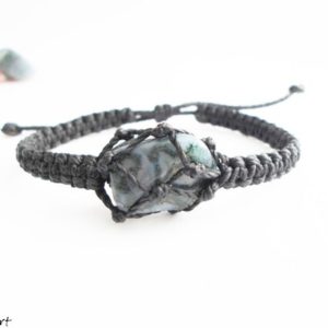 Moss Agate bracelet, healing stone bracelet, mens bracelet, mans bracelet, father's day gift, father's day ideas, birthing aid | Natural genuine Moss Agate bracelets. Buy handcrafted artisan men's jewelry, gifts for men.  Unique handmade mens fashion accessories. #jewelry #beadedbracelets #beadedjewelry #shopping #gift #handmadejewelry #bracelets #affiliate #ad