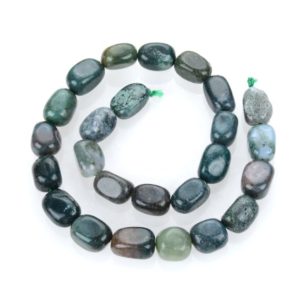 Shop Moss Agate Chip & Nugget Beads! 1 Strand/15" Natural Moss Agate Healing Gemstone Tumbled Round Nugget Rock 10-13mm Stone Beads for Bracelet Necklace Earrings Jewelry Making | Natural genuine chip Moss Agate beads for beading and jewelry making.  #jewelry #beads #beadedjewelry #diyjewelry #jewelrymaking #beadstore #beading #affiliate #ad