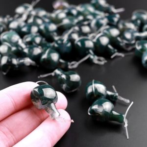 Shop Moss Agate Beads! Large Green Moss Agate Guru 12mm Beads 3 Holes T-Beads Set For Mala Making | Natural genuine beads Moss Agate beads for beading and jewelry making.  #jewelry #beads #beadedjewelry #diyjewelry #jewelrymaking #beadstore #beading #affiliate #ad