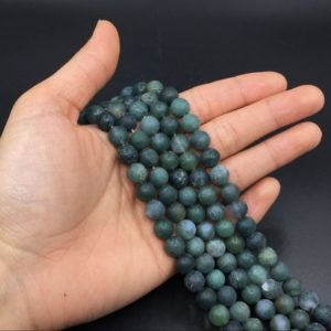 Shop Moss Agate Round Beads! Matte Moss Agate Beads Frosted Round Green Agate Beads Natural Gemstone Beads 8mm Beads Beading Supplies Jewelry making 15.5" strand | Natural genuine round Moss Agate beads for beading and jewelry making.  #jewelry #beads #beadedjewelry #diyjewelry #jewelrymaking #beadstore #beading #affiliate #ad