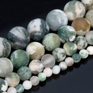 Shop Moss Agate Round Beads! Matte Green & White Moss Agate Beads Grade AB Genuine Natural Gemstone Round Loose Beads 4MM 6MM 8MM 10MM Bulk Lot Options | Natural genuine round Moss Agate beads for beading and jewelry making.  #jewelry #beads #beadedjewelry #diyjewelry #jewelrymaking #beadstore #beading #affiliate #ad