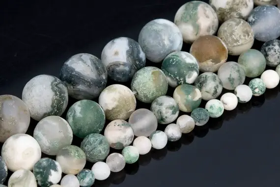 Matte Green & White Moss Agate Beads Grade Ab Genuine Natural Gemstone Round Loose Beads 4mm 6mm 8mm 10mm Bulk Lot Options