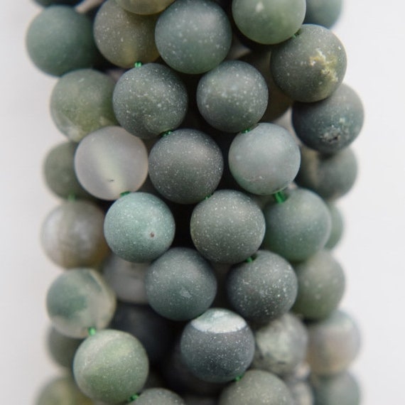 Natural Matte Moss Agate Beads - Round 6 Mm Gemstone Beads - Full Strand 15 1/2", 62 Beads, A Quality