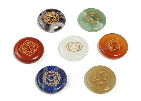 Natural 7 Chakra Stones Set - Chakra Meditation Ornament – Positive Energy – Reiki Stones - Healing Crystal Stones – Palm Stones - Ch1001