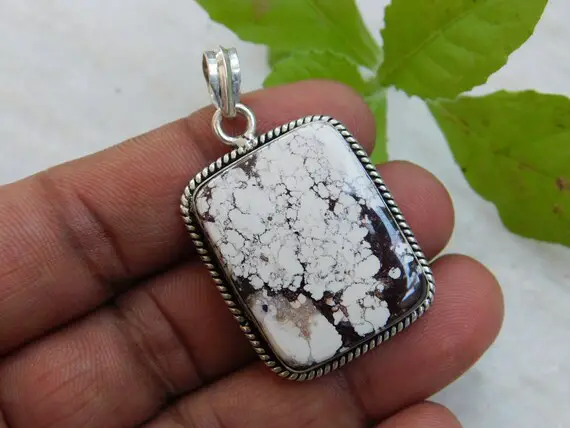 Natural American Wild Horse Magnesite Gemstone Pendant* Handmade Pendant* Wild Horse Magnesite Jewelry* 925 Sterling Silver Pendant* Mp-201