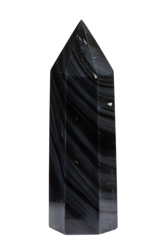 Black Obsidian Stone Point - Polished Black Obsidian Crystal Point - Large Obsidian Point - Black Obsidian Tower - Obsidian Decor - #14