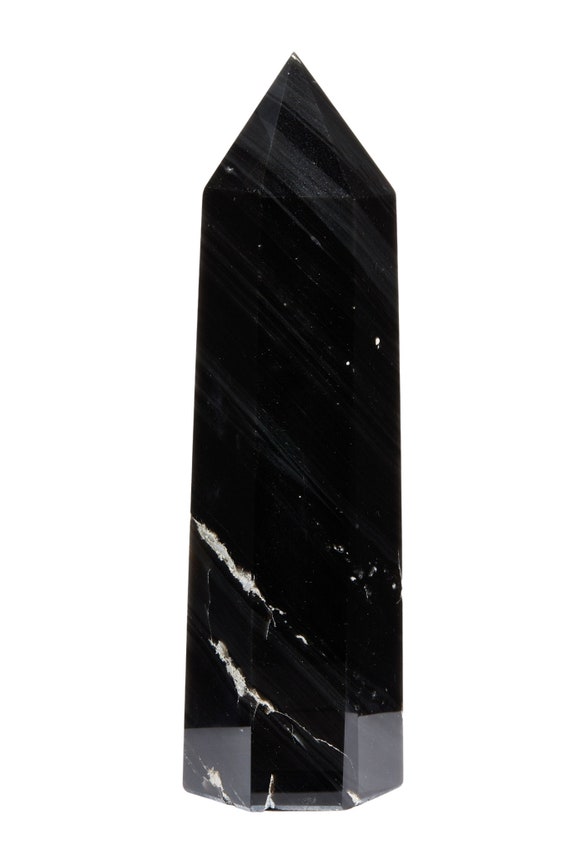 Black Obsidian Stone Point - Black Obsidian Crystal Tower - Polished Obsidian Point - Obsidian Tower - Polished Obsidian Decor - #18