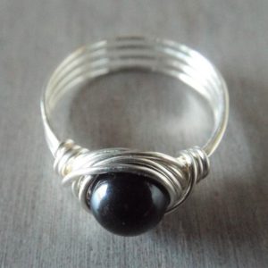 Black Obsidian Ring | Natural genuine Gemstone rings, simple unique handcrafted gemstone rings. #rings #jewelry #shopping #gift #handmade #fashion #style #affiliate #ad