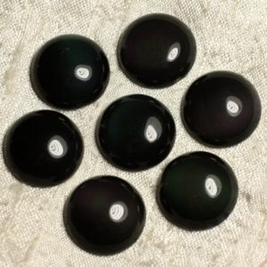 Shop Obsidian Round Beads! 1pc – Cabochon de Pierre – Obsidienne noire et arc en ciel Rond 20mm   4558550007421 | Natural genuine round Obsidian beads for beading and jewelry making.  #jewelry #beads #beadedjewelry #diyjewelry #jewelrymaking #beadstore #beading #affiliate #ad
