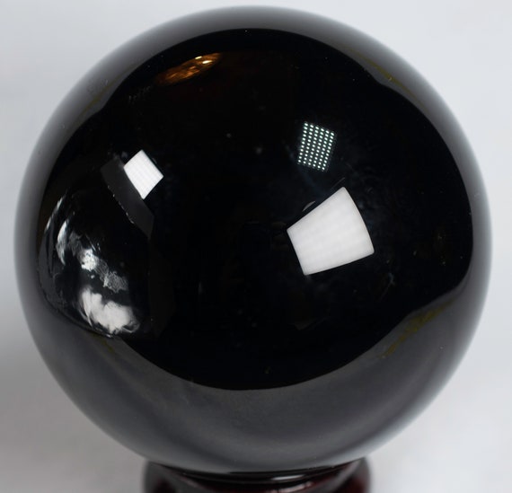 Black Obsidian Sphere 3.1" In Diameter Weighs  1.44 Pounds