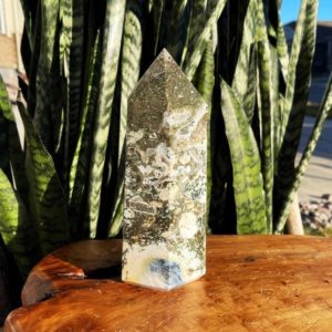 Shop Ocean Jasper Points & Wands! Ocean Jasper Tower W / Druzy Quartz Pockets – Promotes Elevated Spirits + Increased Joy | Natural genuine stones & crystals in various shapes & sizes. Buy raw cut, tumbled, or polished gemstones for making jewelry or crystal healing energy vibration raising reiki stones. #crystals #gemstones #crystalhealing #crystalsandgemstones #energyhealing #affiliate #ad