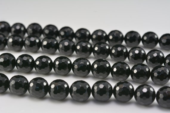 Black Onyx Faceted Round Beads - Faceted Stone Beads - Black Faceted Beads - Faceted Beads Wholesale  - Faceted Round Beads 3-20mm -15 Inch